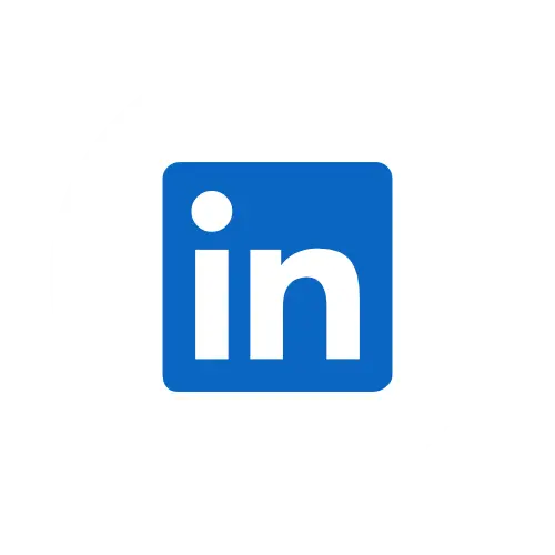 LinkedIn logo in white circle
